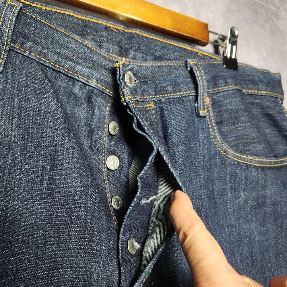 Levis 501 Original Fit Mens Jeans 38x30 Dark Wash‎ Button Fly Straight Leg
